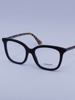 Burberry BE2430 4161 Women Eyeglasses Black/Check Brown 53mm Square Frame